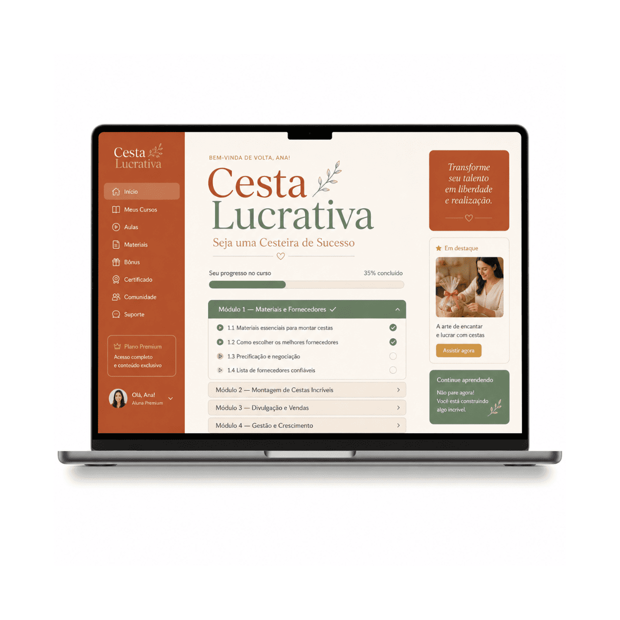 Mockup do curso Cesta Lucrativa